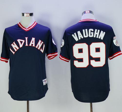 Indians #99 Ricky Vaughn Navy Blue 1976 Turn Back The Clock Stitched MLB Jersey - Click Image to Close